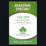 Modern Gräsmatta/Landscaping Grass Logotyp White Flygblad<br><div class="desc">En ren och modern logotyp av silhuetterade blad av gräsvila ovanför ditt namn eller namn på den här reklamflygaren. Uppdatera fälten med din egen unika rabatt eller ditt eget erbjudande. Den här flygplanet med dubbla ger gott om utrymme för att lista dina tjänster, kontaktinformation och ytterligare information. Ett underbart sätt...</div>