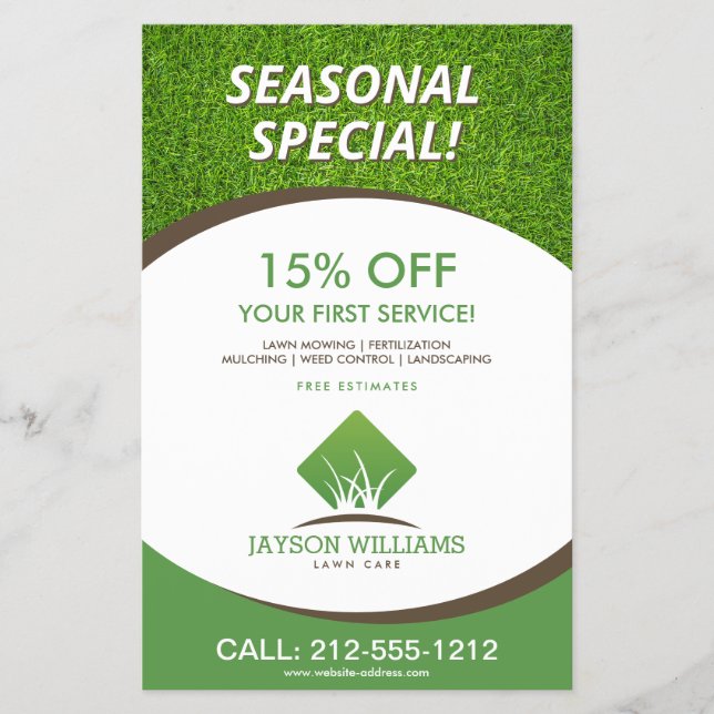 Modern Gräsmatta/Landscaping Grass Logotyp White Flygblad (Framsidan)