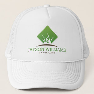 Modern Gräsmatta/Landscaping Grass Logotyp White Keps
