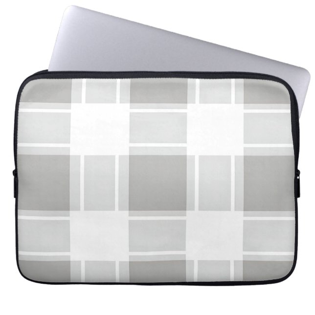 Modern gråtonad rutigt mönster laptop fodral (Framsidan)