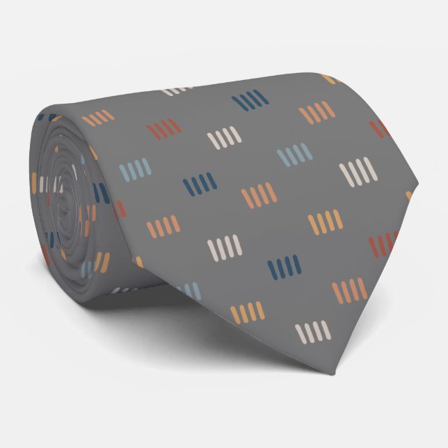 Modern Grått Abstrakt Art Seamless Mönster Slips (Rullad)