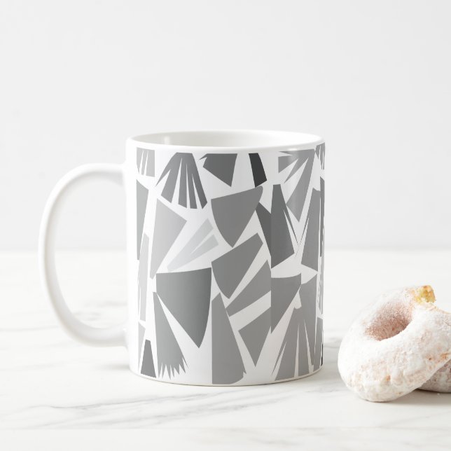 Modern Grått Abstrakt Geometric Mönster Kaffemugg (Med munk)