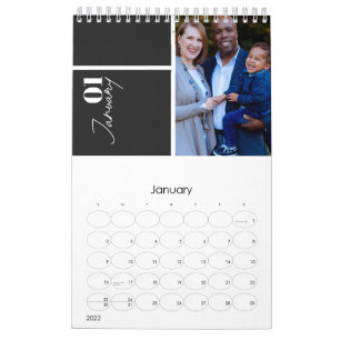 Modern Grått-anpassningsbar, flerfotoår Firande Kalender