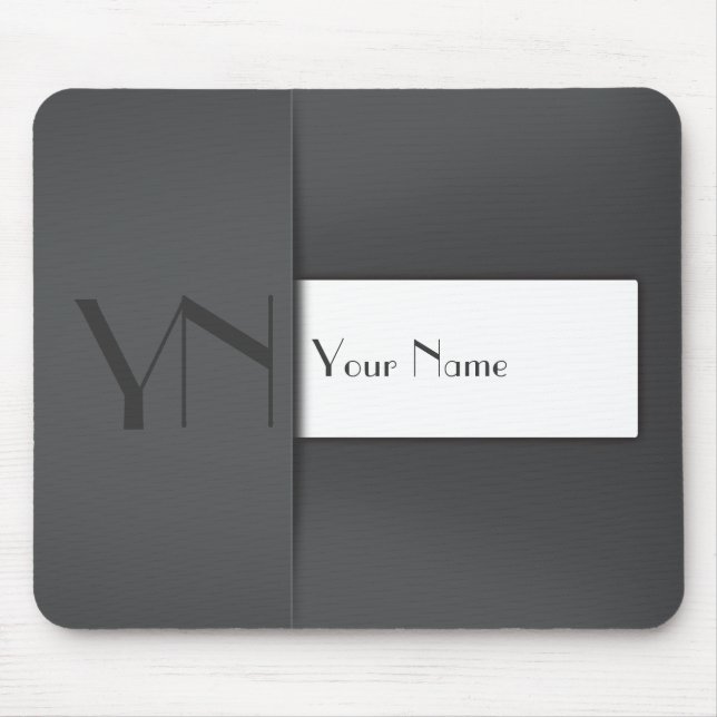 Modern Grått Anthracite Monogram Namn - Mousepad Musmatta (Framsidan)