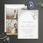 Modern Grått Arch Botanical Script 3 Photo Bröllop Inbjudningar<br><div class="desc">Tittar ni en modern inbjudan och en inbjudan från elegant bröllop som kommer att göra påstående? Titta bara på vår moderna Grått Arch botaniska skript 3 fotobröllopsinbjudan! Den här eleganta och snyggt-inbjudan har en vit skiftnyckel på en skarp grått-bakgrund, med ömtåliga botaniska accenter och delikat skript. På baksidan av inbjudan...</div>