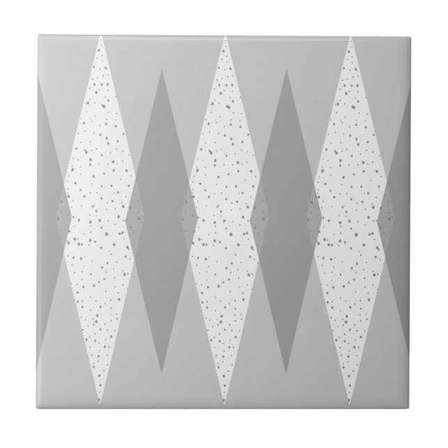 Modern Grått Argyle Ceramic Tile, i mitten av århu Kakelplatta (Framsidan)