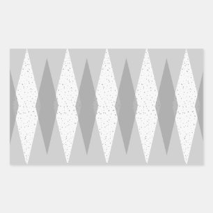 Modern Grått Argyle Rectangle Stickers i mitten av Rektangulärt Klistermärke