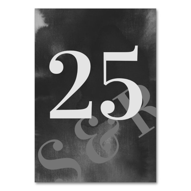 Modern Grått Art Big Monogram fet enkel Bröllop Bordsnummer (Framsidan)