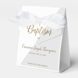 Modern Grått Baptism Pojke Tack Guld Kor Presentaskar