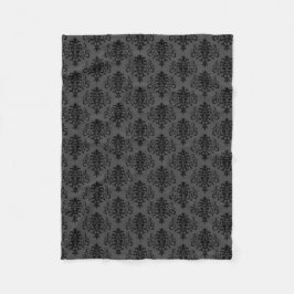 Modern Grått Black Damask Pattern Fleecefilt
