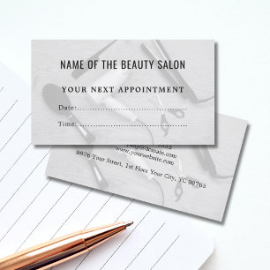 Modern Grått Black Hair Salon-avtalskort Tidsbeställning Kort
