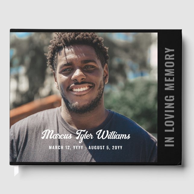 Modern Grått Black Photo In Loving Memory Gästböcker (Framsida)