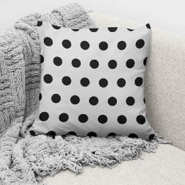 Modern Grått Black Polka dots Mönster Kudde