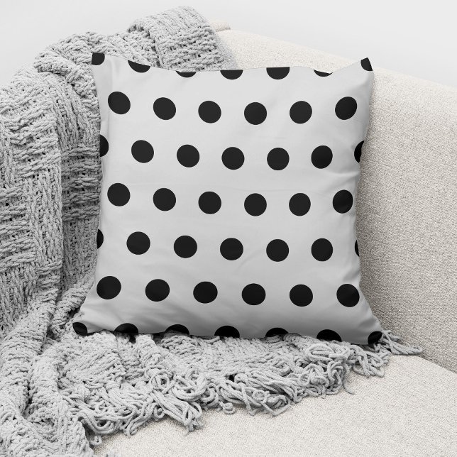 Modern Grått Black Polka dots Mönster Kudde (Skapare uppladdad)