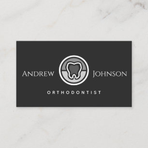 Modern Grått & Black Tandvård Orthodontist Tooth Visitkort