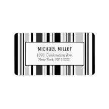 Modern Grått Black White Rand Mönster Adress