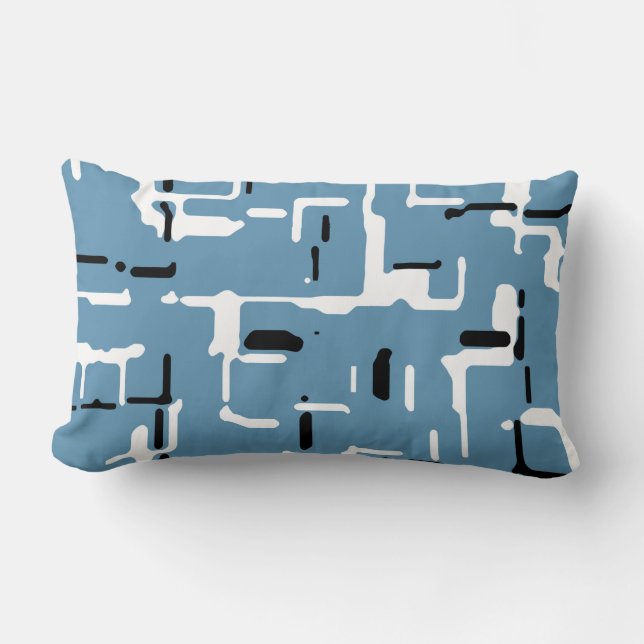 Modern Grått Blue Black White Lumbarkudde (Framsida)