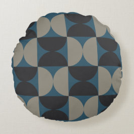 Modern Grått blue och Gunmetal i mitten av århundr Rund Kudde