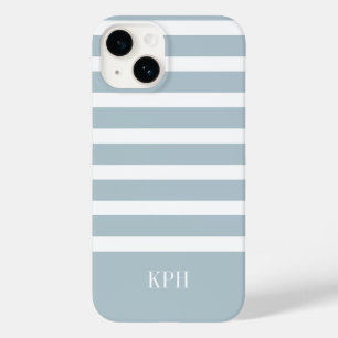 Modern Grått Blue och White Rand med Monogram
