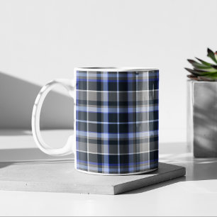 Modern Grått Blue Tartan Play Mönster Kaffemugg