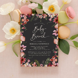 Modern Grått Boho Wildblommor Baby Brunch Shower Inbjudningar