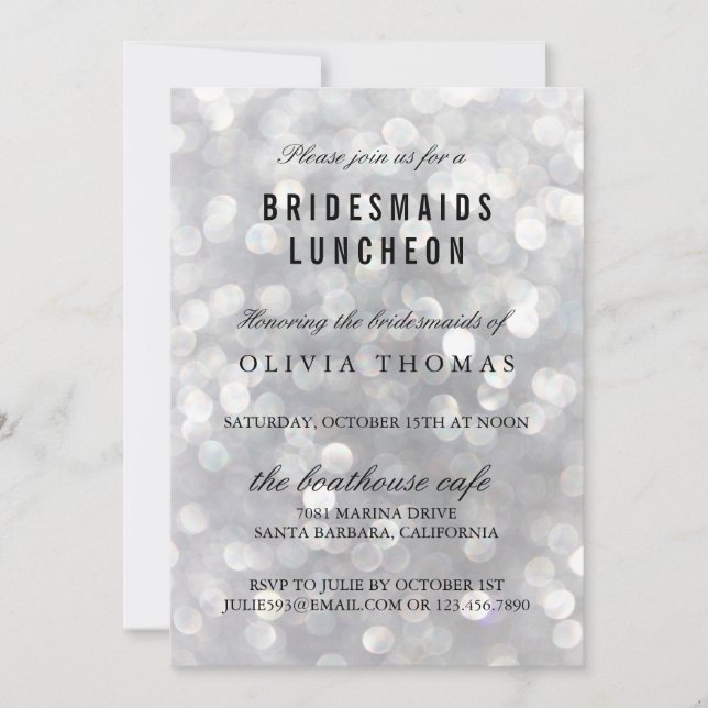 Modern Grått Bridesmaids Luncheon-inbjudan Inbjudningar (Framsida)