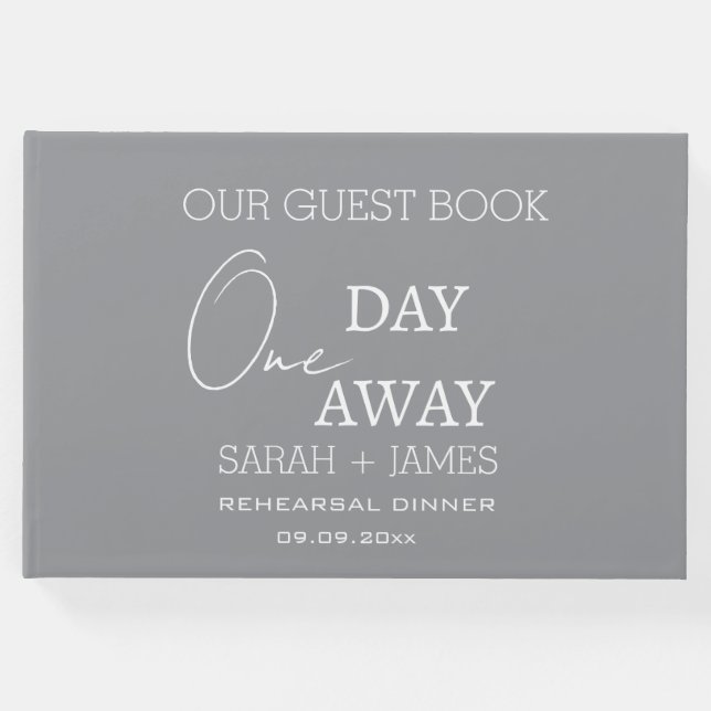 Modern Grått Bröllop En dag för återförvisning Gästböcker (Framsida)