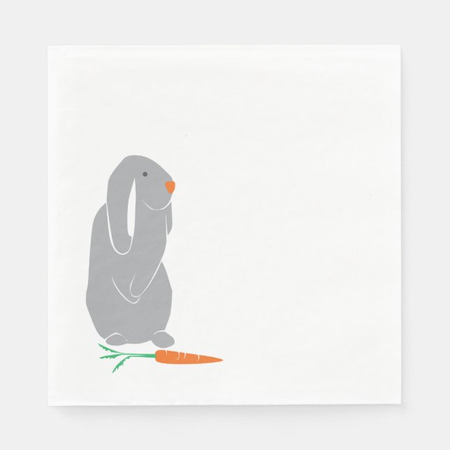Modern Grått Bunny Baby Shower Birthday Napkins Pappersservett (Framsidan)