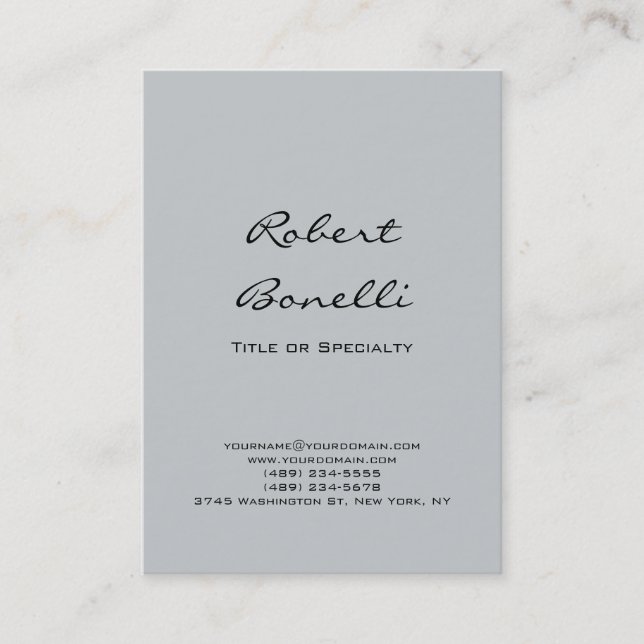 Modern Grått Calligraphy-Affärskort Visitkort (Framsida)