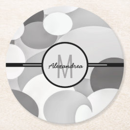 Modern Grått Circle Geometric Monogram Underlägg Papper Rund