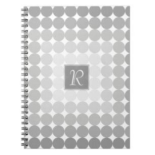 Modern Grått Circles Monogram Anteckningsbok Med Spiral