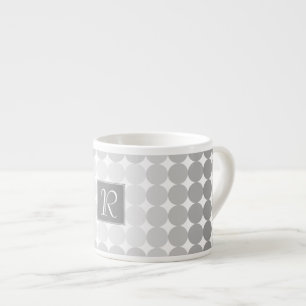 Modern Grått Circles Monogram Espressomugg