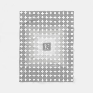 Modern Grått Circles Monogram Fleecefilt