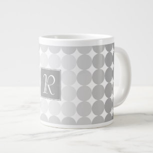 Modern Grått Circles Monogram Jumbo Mugg