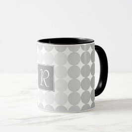 Modern Grått Circles Monogram Mugg