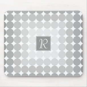 Modern Grått Circles Monogram Musmatta