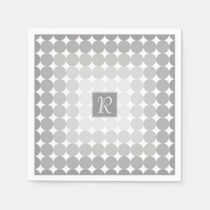 Modern Grått Circles Monogram Pappersservett