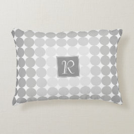 Modern Grått Circles Monogram Prydnadskudde
