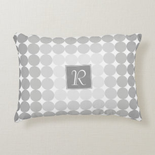 Modern Grått Circles Monogram Prydnadskudde