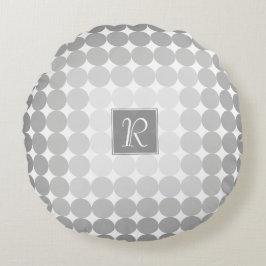 Modern Grått Circles Monogram Rund Kudde