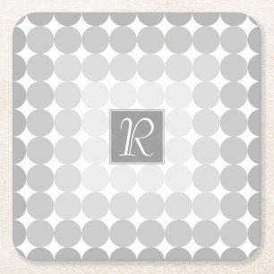 Modern Grått Circles Monogram Underlägg Papper Kvadrat