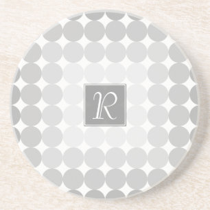 Modern Grått Circles Monogram Underlägg Sandsten