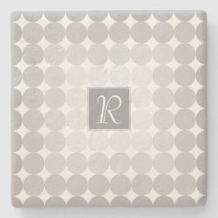 Modern Grått Circles Monogram Underlägg Sten