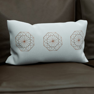 Modern Grått Copper Octagon Mönster Lumbar Pillow Lumbarkudde