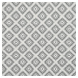 Modern Grått Diamond Squares Ikat Mosaic Mönster Tyg