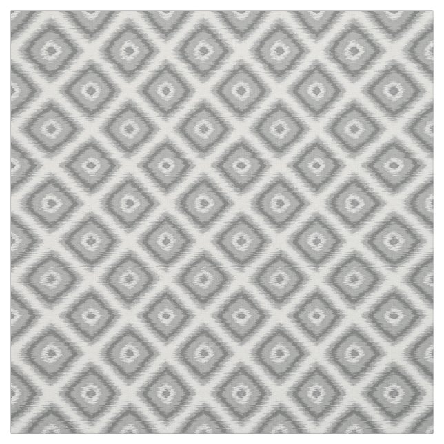 Modern Grått Diamond Squares Ikat Mosaic Mönster Tyg (Provkarta)