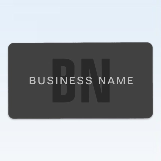 Modern Grått Editable Monogram-designmall för Mörk Adressetikett (Skapare uppladdad)