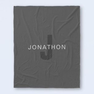 Modern Grått Editable Monogram-designmall för Mörk Fleecefilt