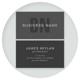 Modern Grått Editable Monogram-designmall för Mörk Visitkort