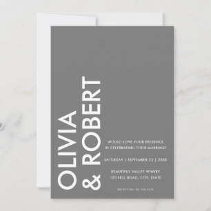 Modern Grått fet minimalistisk Bröllop Inbjudningar